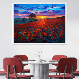 Sunset Over the Poppy Fields - NicheCanvas