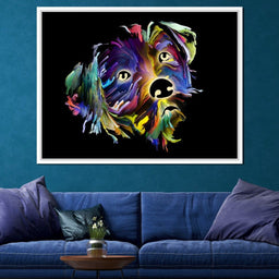 Coloful Dog on Black Background - NicheCanvas