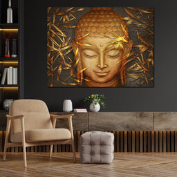 Smiling Golden Buddha - NicheCanvas