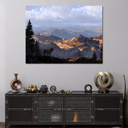 Elk by the Mountains - NicheCanvas