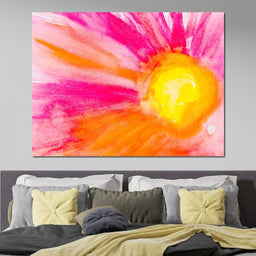 Pink & Orange Watercolor Flower - NicheCanvas