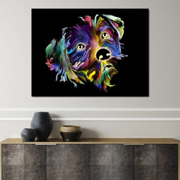 Coloful Dog on Black Background - NicheCanvas