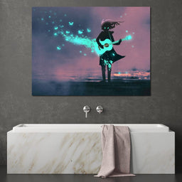 Girl Playing Guitar - NicheCanvas