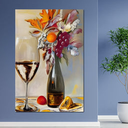 Abstract Wine & Flowers 05 - NicheCanvas