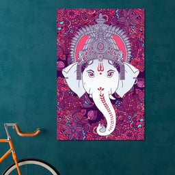 Hindu Lord Ganesha in Pink - NicheCanvas