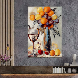Abstract Wine & Flowers 03 - NicheCanvas