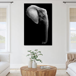 Black and White Elephant Head - NicheCanvas