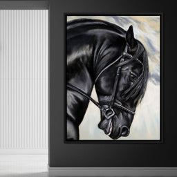 Black Friesian Horse - NicheCanvas