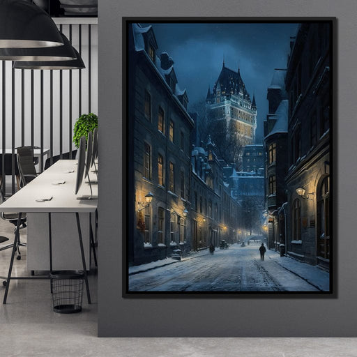 Quebec City Street On a Winter Night Canvas Print