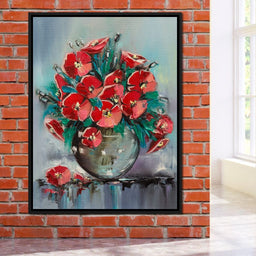 Vase with Poppies - NicheCanvas