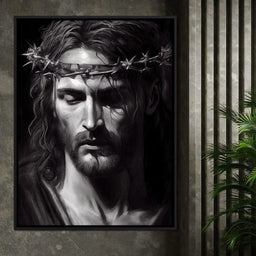 Black & White Jesus Portrait - Neal Hackett - NicheCanvas