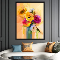 White Yellow & Red Flower Bouquet - NicheCanvas