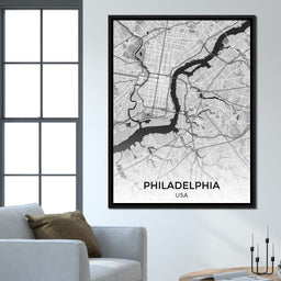 Map of Philadelphia, USA - NicheCanvas