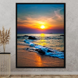 Black Sand Beach Sunset - NicheCanvas