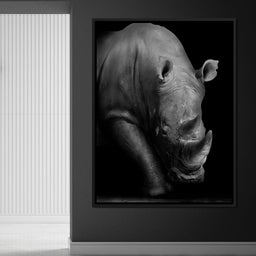 Black and White Rhino - NicheCanvas