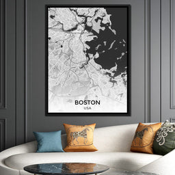 Map of Boston, USA - NicheCanvas