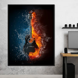 Fire & Water Guitar - NicheCanvas