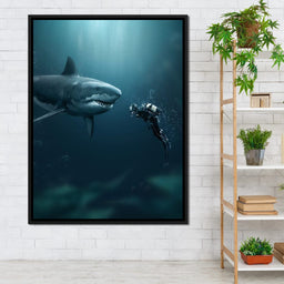 Shark Meets Diver - Zenzdesign - NicheCanvas