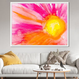 Pink & Orange Watercolor Flower - NicheCanvas