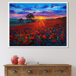 Sunset Over the Poppy Fields - NicheCanvas