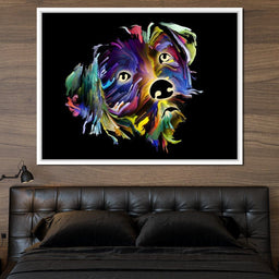 Coloful Dog on Black Background - NicheCanvas