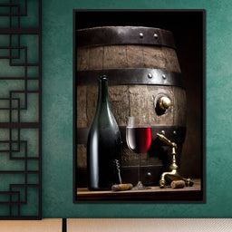 Wine Bottle and Barrel | NicheCanvas