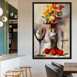 Abstract Wine & Flowers 02 - NicheCanvas