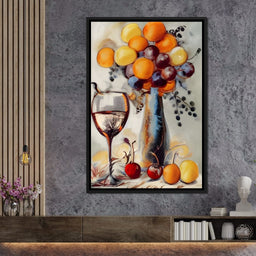 Abstract Wine & Flowers 03 - NicheCanvas