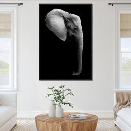 Black and White Elephant Head - NicheCanvas