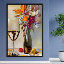 Abstract Wine & Flowers 05 - NicheCanvas