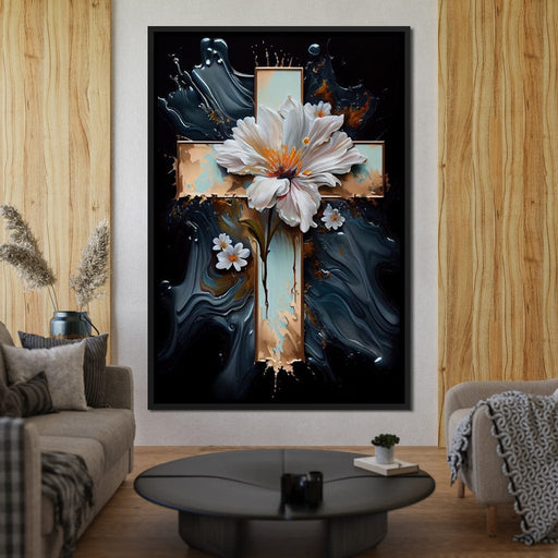 Floral Cross 02 - Neal Hackett Canvas Print