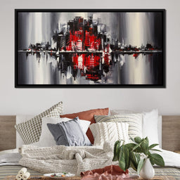 Red Black & Grey Skyline - NicheCanvas