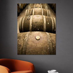 Rusted Wine Barrels - NicheCanvas