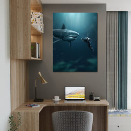 Shark Meets Diver - Zenzdesign - NicheCanvas