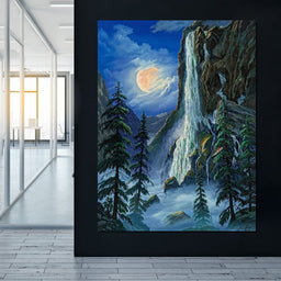 Moonlight Waterfall - Frank Kecskes - NicheCanvas