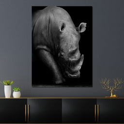 Black and White Rhino - NicheCanvas