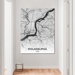 Map of Philadelphia, USA - NicheCanvas