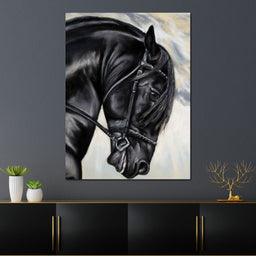 Black Friesian Horse - NicheCanvas