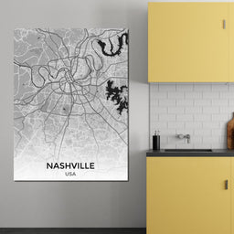 Map of Nashville, USA - NicheCanvas