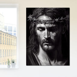 Black & White Jesus Portrait - Neal Hackett - NicheCanvas