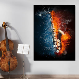 Fire & Water Saxophone - NicheCanvas