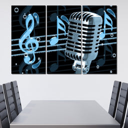 Vintage Microphone & Blue Notes - NicheCanvas