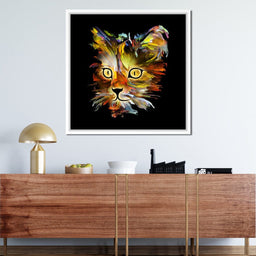 Colorful Cat on Black Background - NicheCanvas