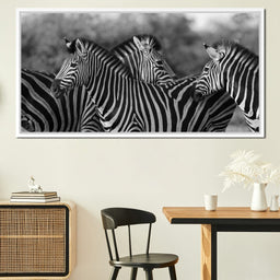 Zebra Herd in Black & White - NicheCanvas