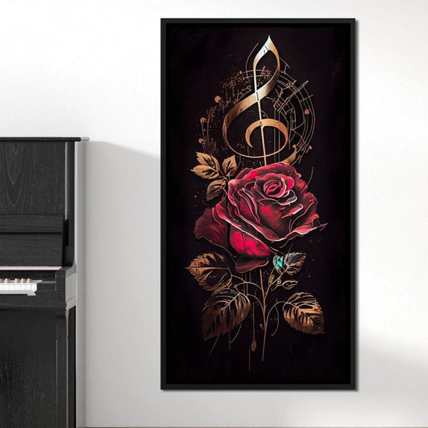 Red Rose & Musical Notes | NicheCanvas
