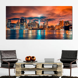 Red Clouds Over New York City - NicheCanvas