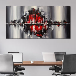 Red Black & Grey Skyline - NicheCanvas