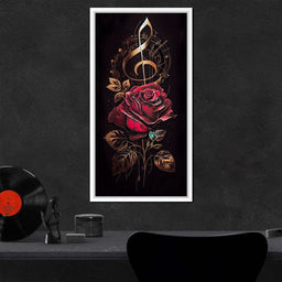 Red Rose & Musical Notes - NicheCanvas