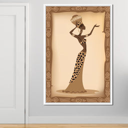 Traditional African Woman With Leopard Dress - NicheCanvas