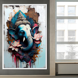 Blue Ganesh Portrait - NicheCanvas